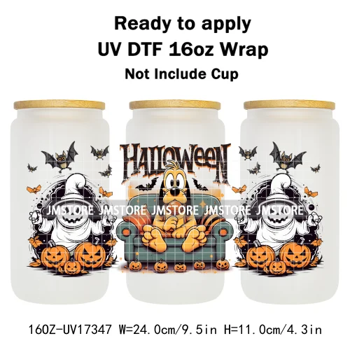 Spooky Halloween Cartoon Character Ghost Bats Pumpkin UV DTF Stickers Ready To Apply Cup Wrap Custom Prints For Libbey Can Glass