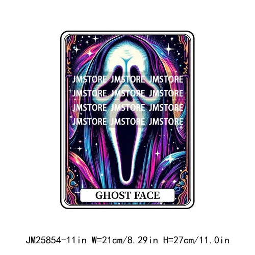 New Halloween Trickster Killer Scary Characters Tarot Cards Thermal Logos DTF Iron On Heat Press Transfers Stickers For Clothes