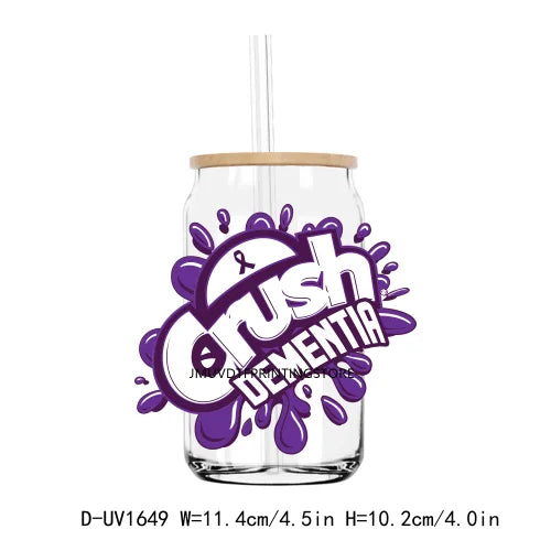 Crush Cancer Ribbon Awareness UV DTF Transfers Stickers Decals For Libbey Cold Cups Mugs Tumbler Waterproof DIY Craft