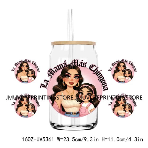 Mother's Day Daughter Son Latina Mexican Mama 16OZ UV DTF Cup Wrap Transfer Sticker Custom Waterproof Logo For Libbey Glass Can