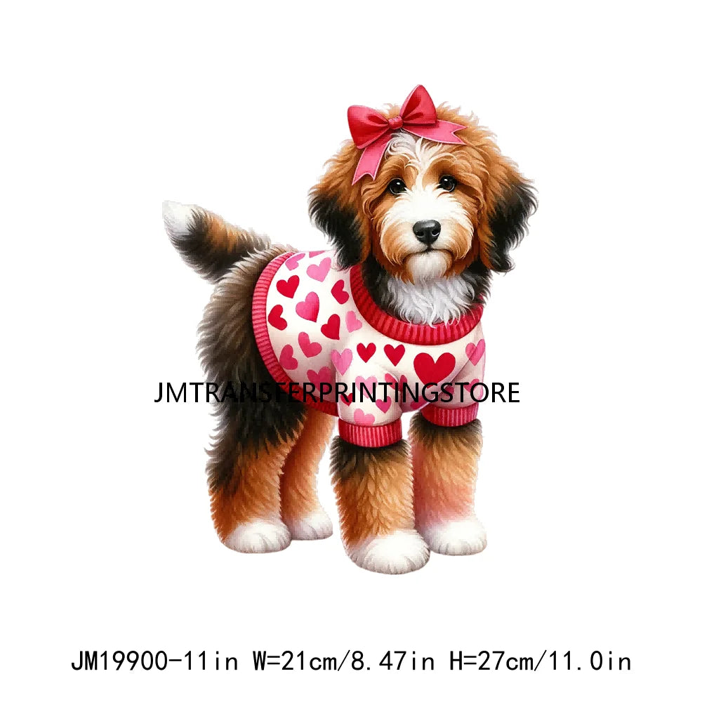 Puppy Valentine's Day Animal Love Cute Dog Heat Press Iron On DTF Heat Transfers Stickers Ready To Press For Shirts