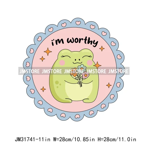 Funny Worthy Flowers Mental Health Positive Motivational Quotes Cowgirl Boots DTF Designs Iron On Transfer Stickers For T-shirts