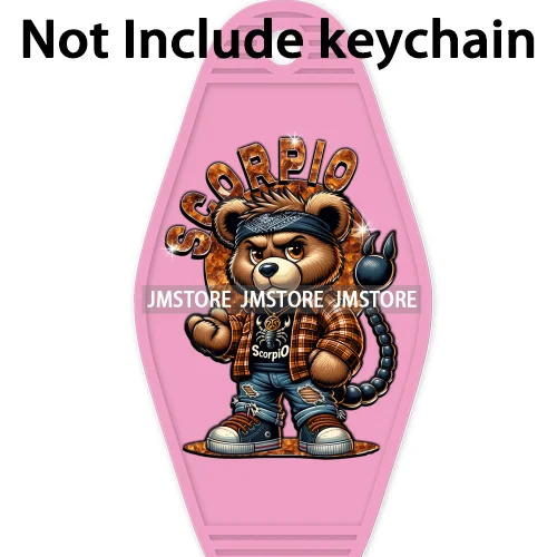 Mean Bear Zodiac Men Women High Quality WaterProof UV DTF Sticker For Motel Hotel Keychain Custom Labels Cool Hip Pop Animals