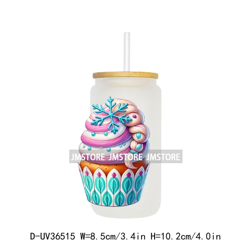 Cartoon Cupcake Sweet Treats UV DTF Transfer Stickers Decals Ready To Apply Waterproof For 16OZ Libbey Glass Can Cups Tumbler