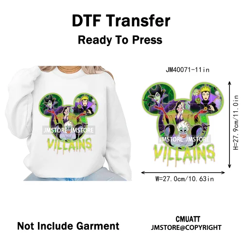 Nightmare on Main Street Pumpkin Spooky Halloween Cartoon Season Iron on DTF Heat Transfers Stickers Ready to Press for Hoodies