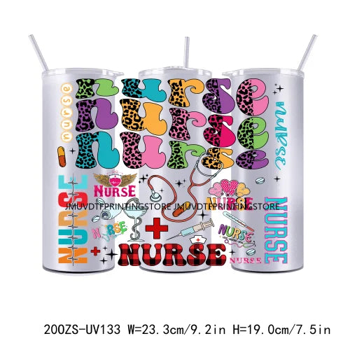 Nurse Doctor Healthcare Medical 20OZ UV DTF Straight Wrap Transfers Stickers Custom Labels DIY Waterproof Logo For Tumbler