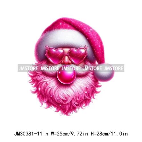 Cool Thug Life Santa Snowman Pink Bubble Holiday Gifts Christmas Iron On DTF Transfers Stickers Ready To Press For Sweatshirts