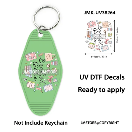 Bookish Journal Coquette Bow Flowers Heart UV DTF Motel Keychain Decal Ready To Ship Transfer Stickers Prints For Hotel Keychain