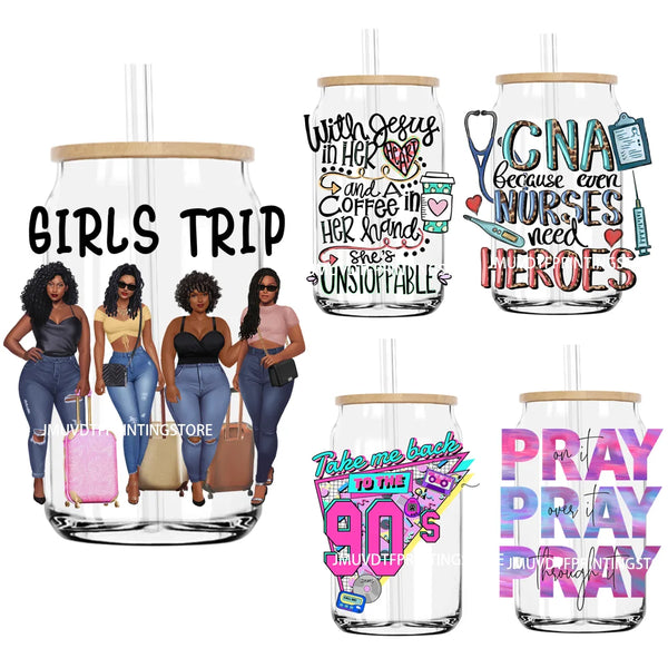 Pray God Jesus Faith Blessed UV DTF Transfers Stickers Decals For Libbey Cold Cups Mugs Tumbler Waterproof DIY Logo Girls Trip