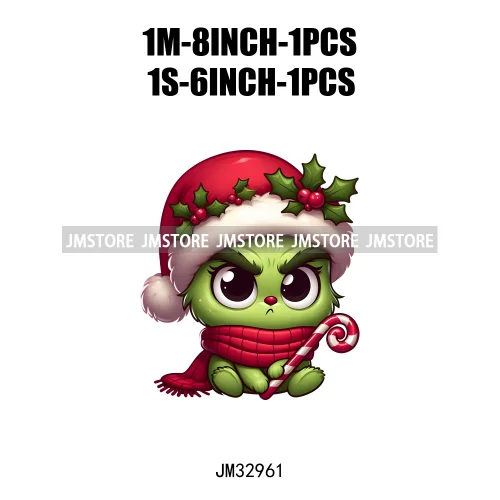 Santa Hat Candy Cane Mistletoe Cartoon Character Christmas Season Iron On DTF Transfers Stickers Ready To Press For Clothes Bags