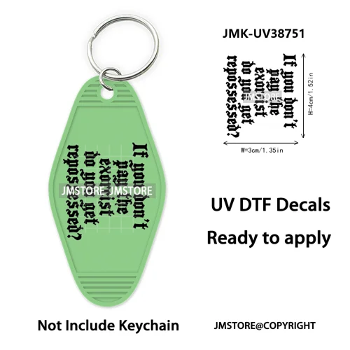 Funny Halloween Skull Skeleton Ghosts UV DTF Motel Keychain Wraps Ready To Apply Waterproof High Quality Hotel Keychain Decals