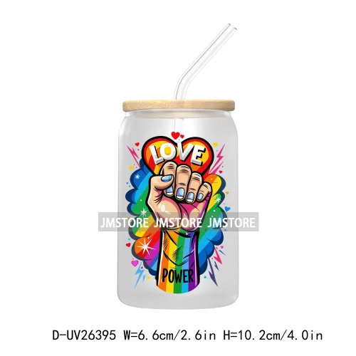 Pride Love Rainbow Heart UV DTF Transfer Stickers Decals For Libbey Cold Cups Mugs Durable Waterproof Custom Logo Label Best Gay