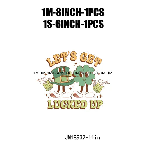 Happy St Patrick's Irish Day Lucky Vibes Shamrock And Roll Wish DTF Heat Transfers Stickers Printing Ready To Press For Clothing