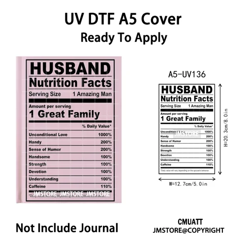 Black Mom Dad Family Nutrition Facts A5 Notebook UV DTF Wrap Ready To Apply Waterproof Transfer Sticker Decals For Journal Cover
