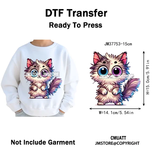 15cm 5.9in Kids Quirky Safari Cartoon Animal Iron On Transfers Stickers For Clothing DTF Printed Appliques Washable T-Shirts