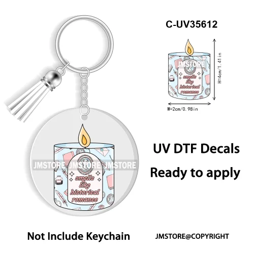 Spicy Books Positive Quotes Romance Book Club WaterProof Logo Ready To Apply UV DTF Stickers For Round Circle Keychain Keyring