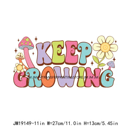 Retro Keep Growing Chasing It's Okay To Take Mental Health Day Inspirational Thinking Quotes DTF Transfer Stickers For Clothes