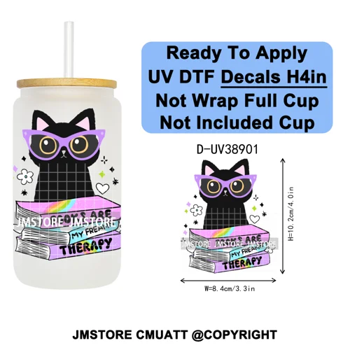 Fantasy Book Lover Gifts Positive Quotes UV DTF Decals Ready To Apply Waterproof Transfer Stickers For 16OZ Libbey Glass Can Cup