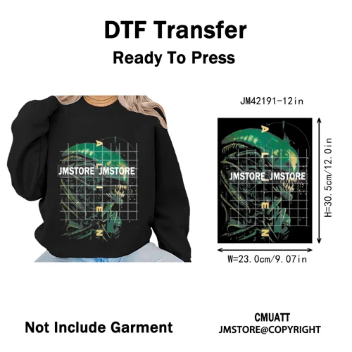 12in Retro Halftone Movie Halloween Spooky Popular Shows Iron on DTF Washable Transfers Stickers Ready to Press for Hoodies