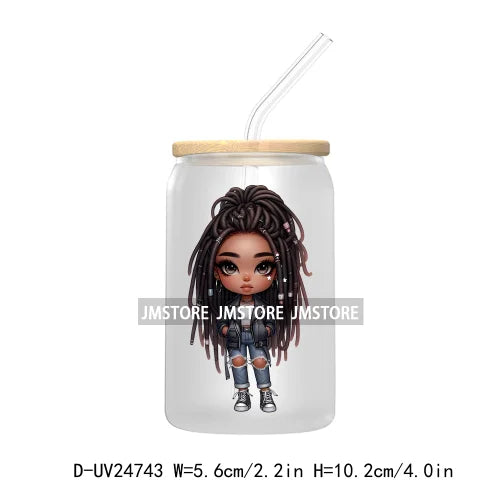 Cute Little Black Boy Girl UV DTF Transfer Stickers Decals For Libbey Cold Cups Mugs Tumbler Waterproof DIY Craft Cool Afro Kids