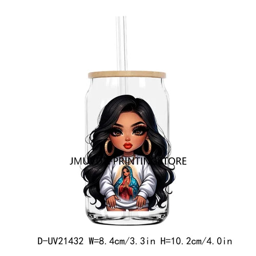 Chibi Cute Chicana Woman UV DTF Transfers Stickers Decals For Libbey Cold Cups Mugs Tumbler Waterproof DIY Logo Mexican Girls