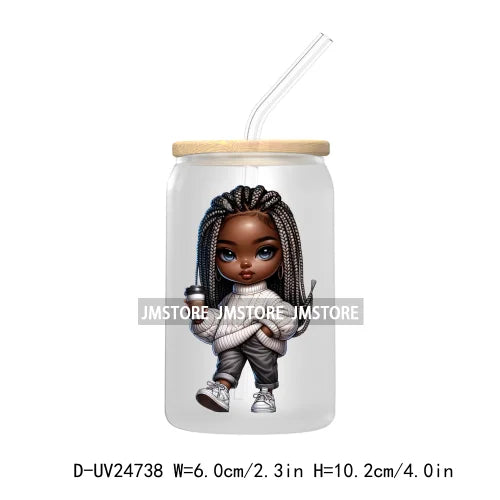 Cute Little Black Boy Girl UV DTF Transfer Stickers Decals For Libbey Cold Cups Mugs Tumbler Waterproof DIY Craft Cool Afro Kids