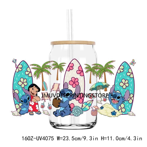 Hot Sale Movies Cartoon Princess UV DTF Sticker For 16OZ Libbey Glass Cup Can Wrap Transfer Sticker Custom Labels DIY Logo Kids