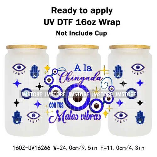 Mexican Culture Drinks Tequila Evil Eye 16OZ UV DTF Cup Wrap Ready To Apply Waterproof Transfer Stickers For Libbey Glass Can