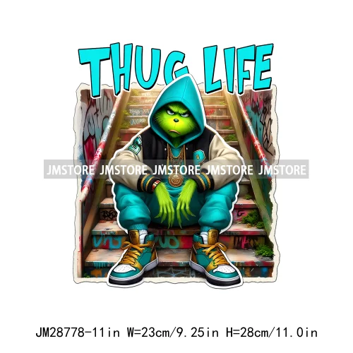 Thug Life Halloween Cartoon Character Scary Vibes Gangster Killer Decals Iron On DTF Transfer Sticker Ready To Press For Hoodies