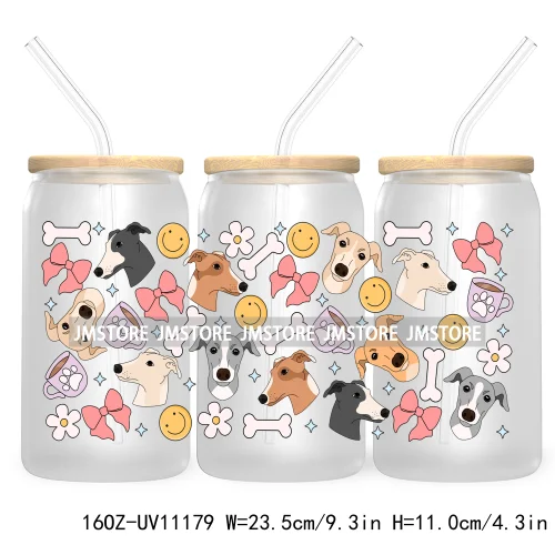 Cute Daisy Dog Paw Animal Lover UV DTF Cup Wrap For Libbey Glass Can Transfer Stickers Waterproof Custom Labels Coquette Bow Pet