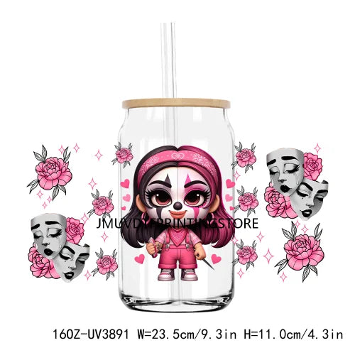 Chicano La Sad Girl Couple 16OZ UV DTF Cup Wrap Transfer Stickers Custom Labels DIY Waterproof Logo For Libbey Glass Can Hearts