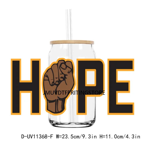 Celebrate 1865 Juneteenth Hope UV DTF Transfer Stickers Decals For Libbey Cold Cups Mug Tumbler Waterproof DIY Craft Black Power