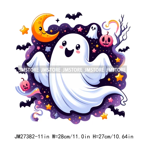 Funny Happy Death Watch Scary Movie Boo Ghost Halloween Vibes Thermal Logos DTF Iron On Heat Press Transfer Stickers For Clothes