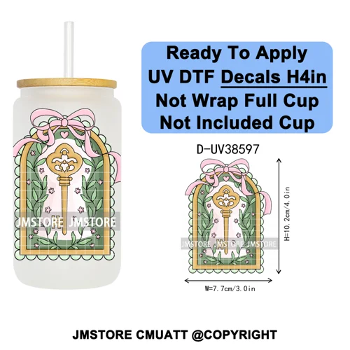 Bookish Positive Quotes Self Care UV DTF Transfer Stickers Decals Ready To Apply Waterproof For 16OZ Libbey Glass Can Tumbler