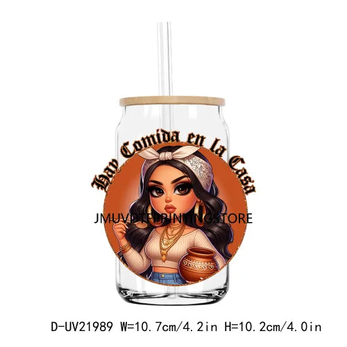 Chibi Latina Mom Sayings UV DTF Transfers Stickers Decals For Libbey Cold Cups Mugs Tumbler Waterproof DIY Craft Mexican Culture