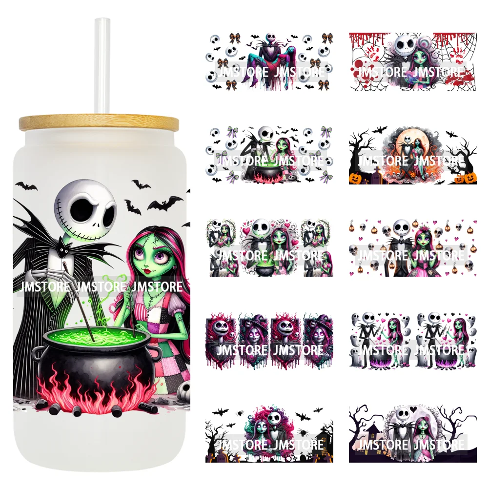 Halloween Couple Horror Movie Spooky Season UV DTF Stickers Ready To Transfer Cup Wrap Custom Label For Libbey Can Glass Tumbler