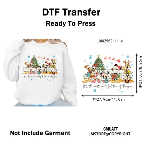 Cartoon Holiday Mouse Gingerbread Baking Christmas Tis The Season Iron on DTF Heat Transfers Stickers Ready to Press for Clothes