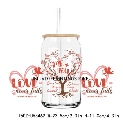 Love Jesus Valentine's Day 16OZ UV DTF Cup Wrap Transfers Stickers Mama Custom Label DIY Waterproof Logo For Libbey Glass Can