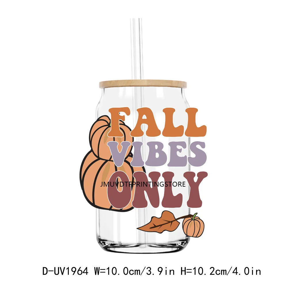 Hello Fall Babe Thanksgiving Mama Pumpkin UV DTF Transfers Stickers Decals For Libbey Cold Cups Mugs Tumbler Waterproof DIY Craf