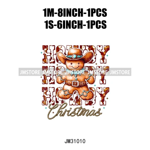 Funny Howdy Christmas Western Cowboy Highland Cow Gingerbread Boots Iron On DTF Transfers Stickers Ready To Press For T-shirts