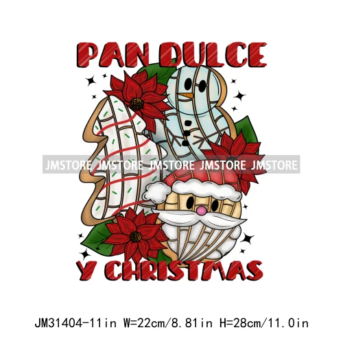 Latina Feliz Navidad Mexican Gingerbread Concha Tamale Cafecito Y Chisme Christmas Iron On DTF Transfers Stickers For Clothing