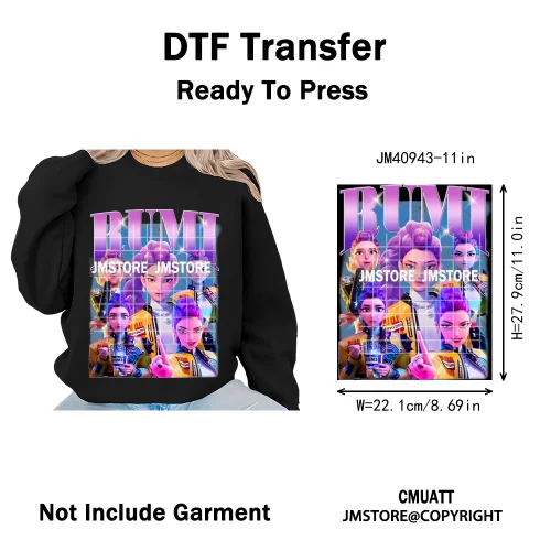 Cartoon Girl Dinner Kpop Merch Idol Band Group Music Movie Iron on DTF Washable Transfers Stickers Ready to Press for Textile