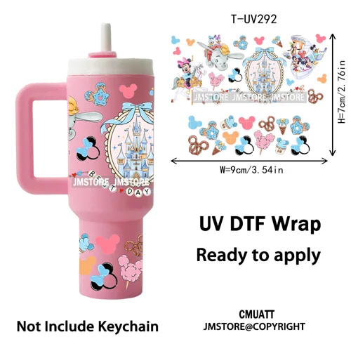 Coquette Cartoon Cat Princess Magical Kingdom UV DTF Wraps Ready To Use Transfer Stickers Waterproof For Mini Tumbler Keychain