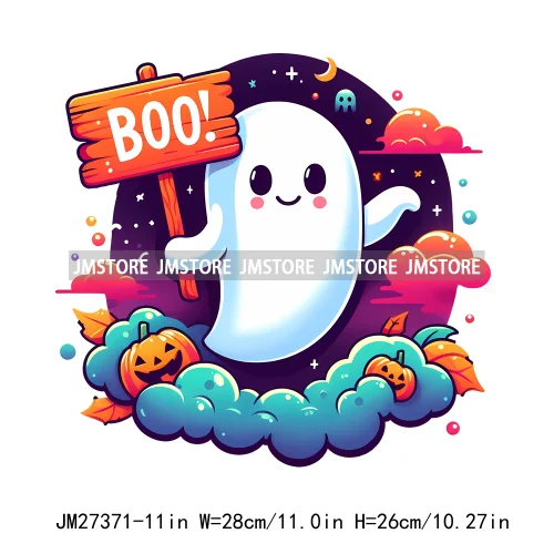 Funny Happy Death Watch Scary Movie Boo Ghost Halloween Vibes Thermal Logos DTF Iron On Heat Press Transfer Stickers For Clothes