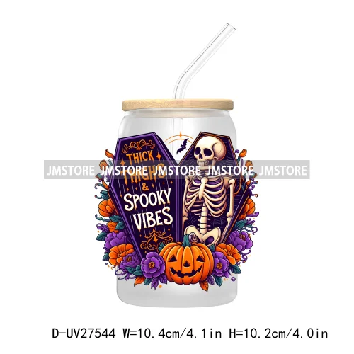 Candy Heart Spooky Ghost Halloween UV DTF Transfer Stickers Decals For Libbey Cold Cup Mug Tumbler Tis The Season Horror Pumpkin