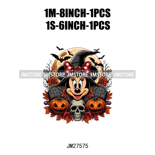 Cartoon Halloween Spooky Season Pumpkin Rip Gravestone Skull DTF Iron On Transfers Stickers Printing Ready To Press For Clothing