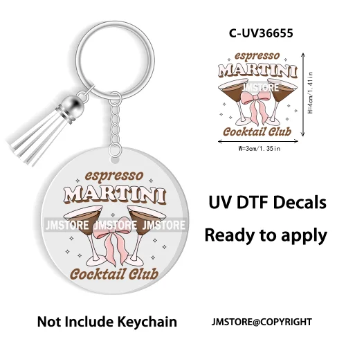 Trendy Bookish Inspirational Quotes UV DTF Decal Round Keychain Ready To Apply WaterProof Transfer Stickers For Circle Keychain