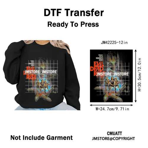 Cool Halftone Horror Killer Characters Scary Halloween Vibes Iron on DTF Washable Transfers Stickers Ready to Press for Clothes