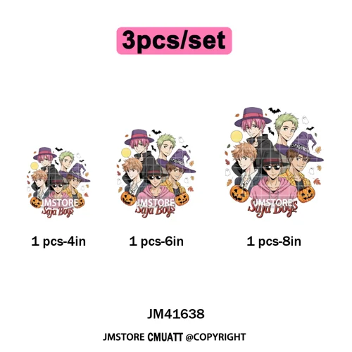 Stay Spooky Ghost Halloween Cartoon Hunters Kpop Band Group Iron on DTF Washable Transfers Stickers Ready to Press for Clothing