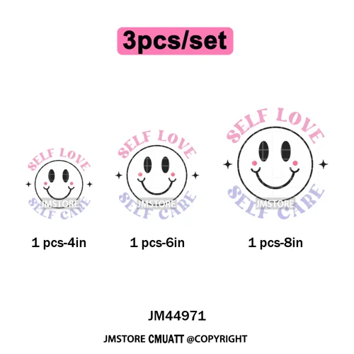 Self Love Club Mental Health Quotes Positive Inspirational Iron on Washable DTF Transfers Stickers Ready to Press for Clothing